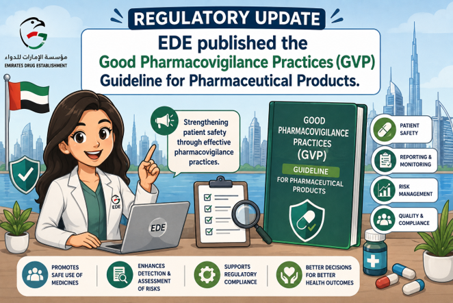 Emirates Drug Establishment regulatory update on Good Pharmacovigilance Practices (GVP) guidelines for pharmaceutical products.
